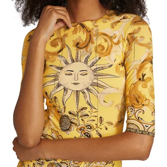 NWT$395 Alice + Olivia Delora Baroque Crew Neck Fitted Mini Dress Sz 4 (XS-S) - Picture 4 of 16